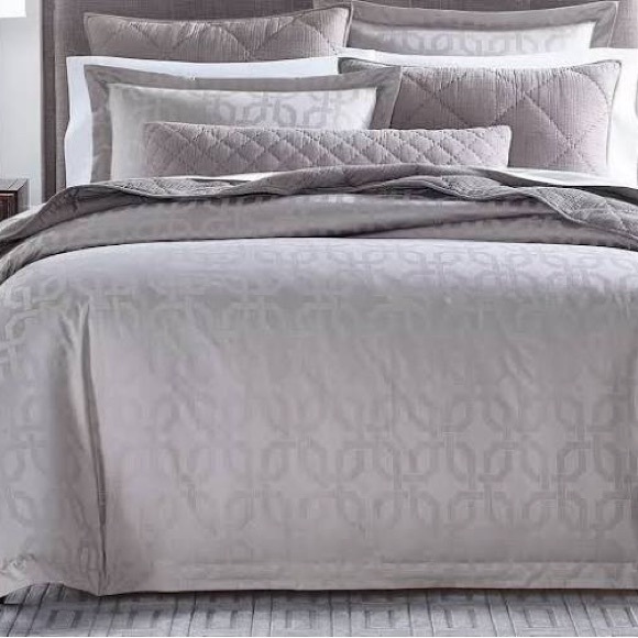Hotel Collection Fresco Jacquard Queen / Full 525 TC Duvet Comforter cover Grey - Picture 1 of 7